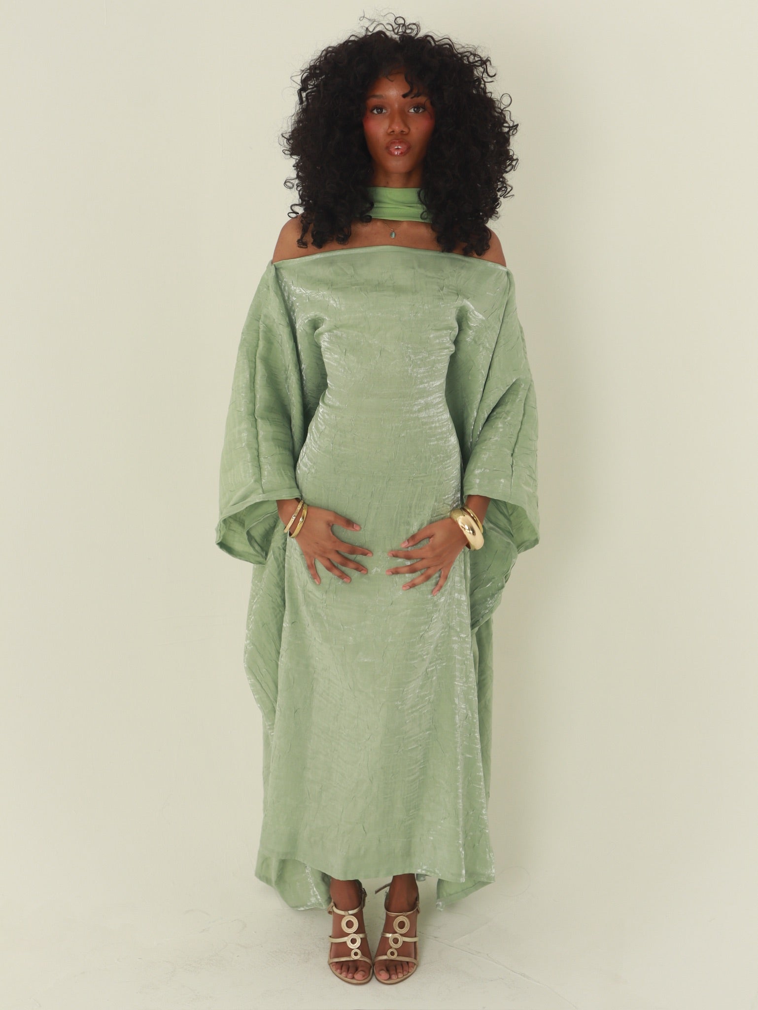 Mint Almyra Dress with Neck Scarf