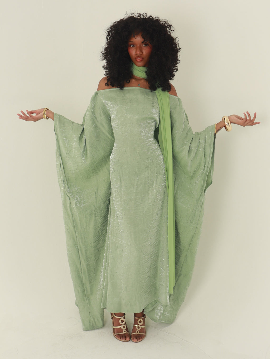 Mint Almyra Dress with Neck Scarf