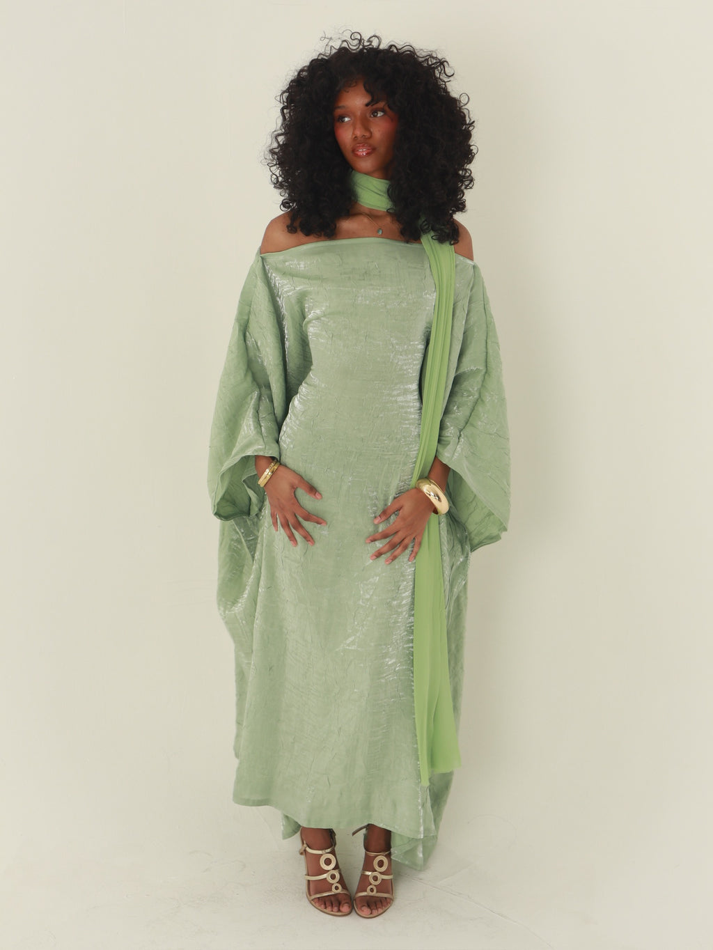 Mint Almyra Dress with Neck Scarf