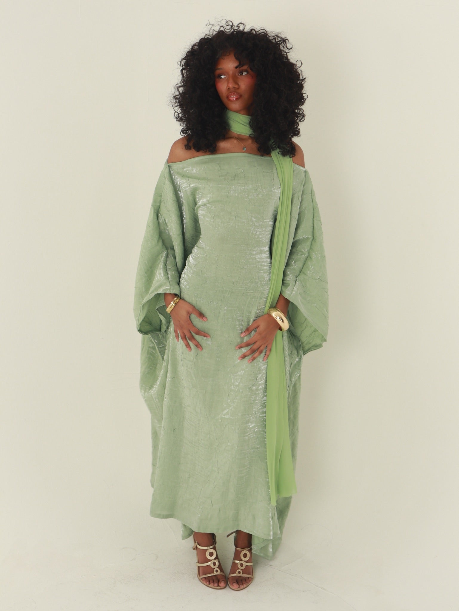 Mint Almyra Dress with Neck Scarf