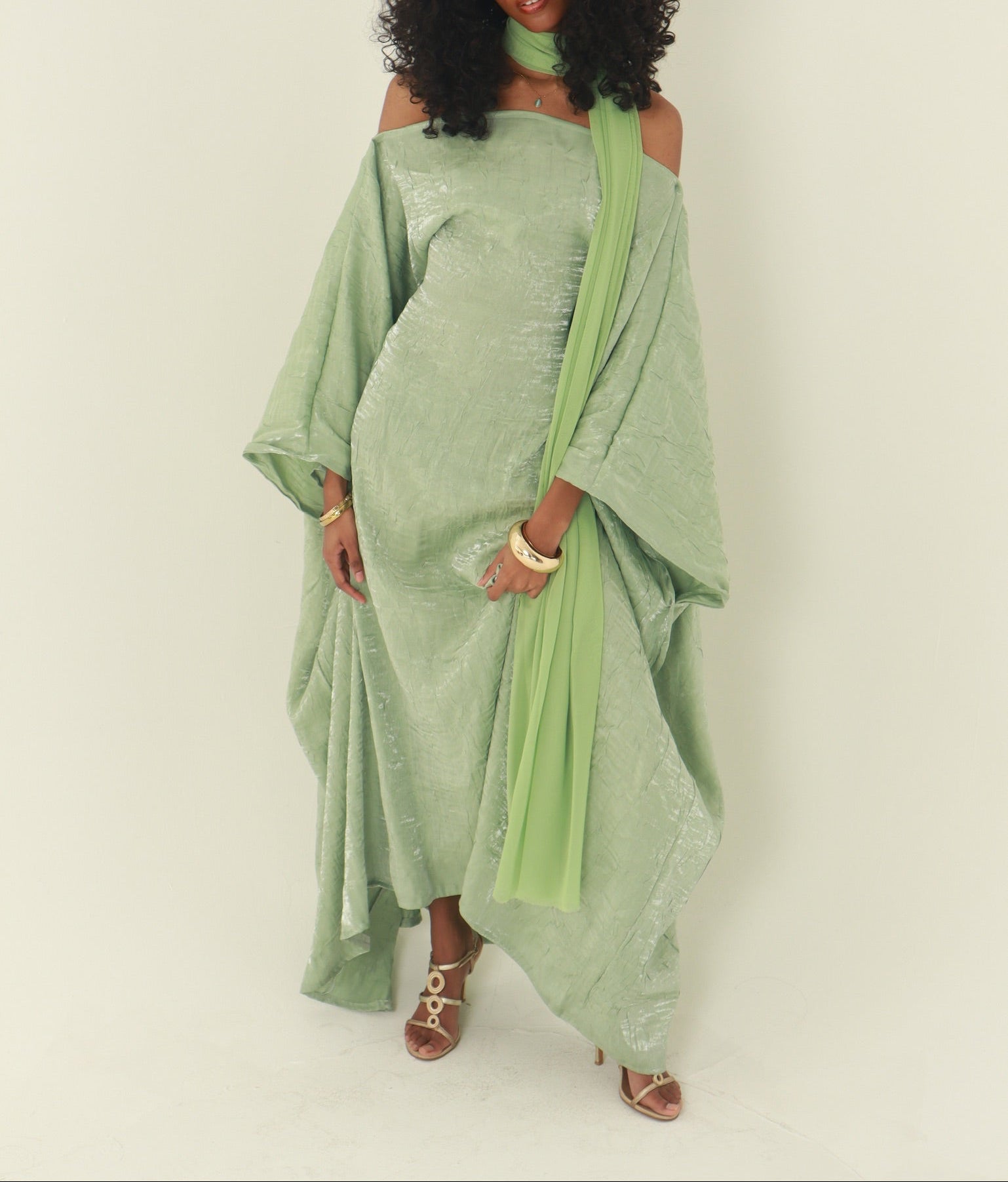 Mint Almyra Dress with Neck Scarf