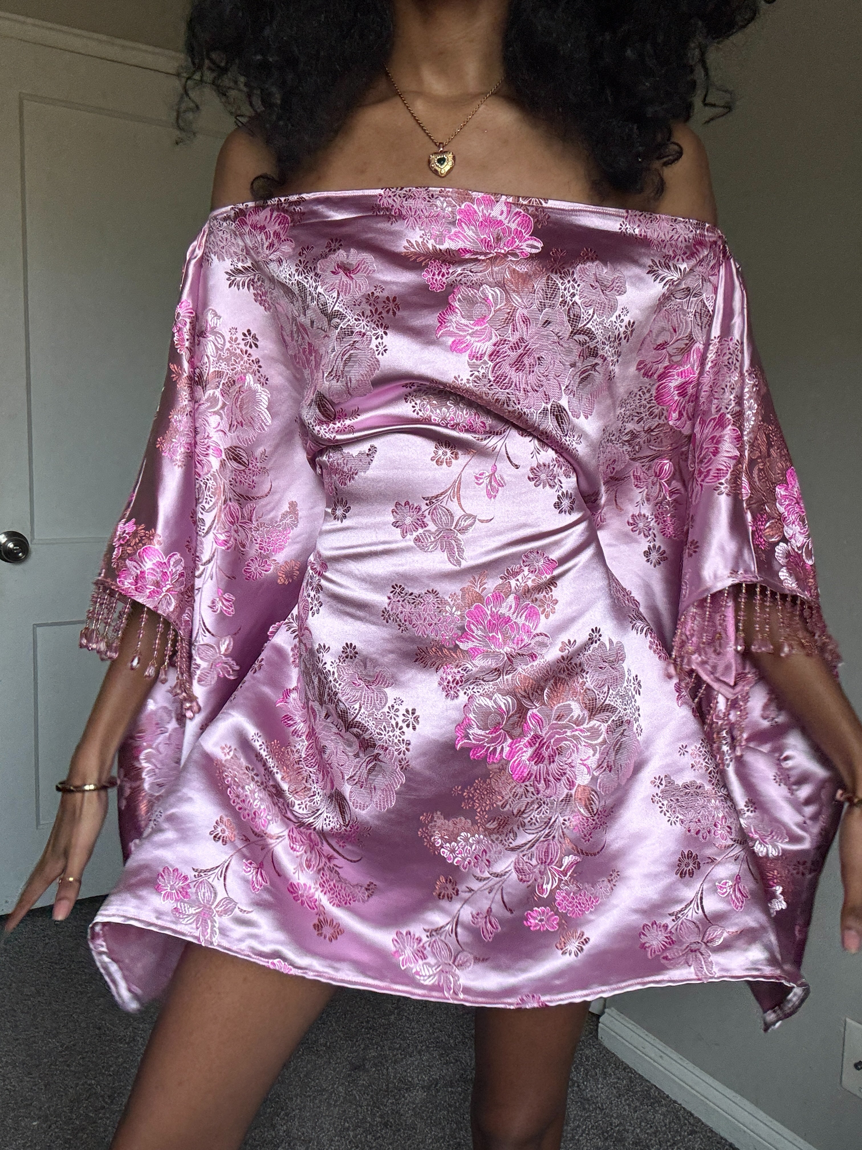 Silky Pink Mini Rhinestone Almyra Dress