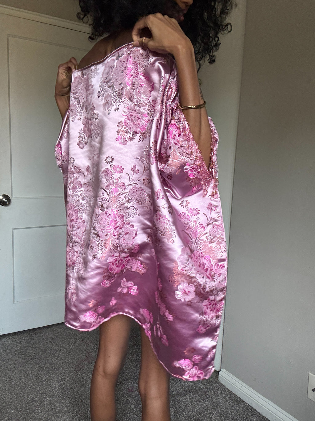 Silky Pink Mini Rhinestone Almyra Dress