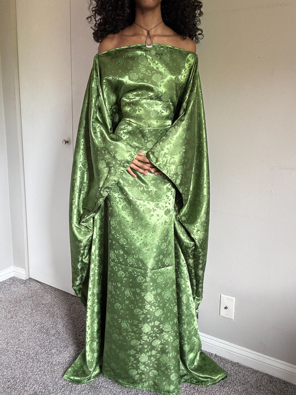 Green Jacquard Almyra Dress