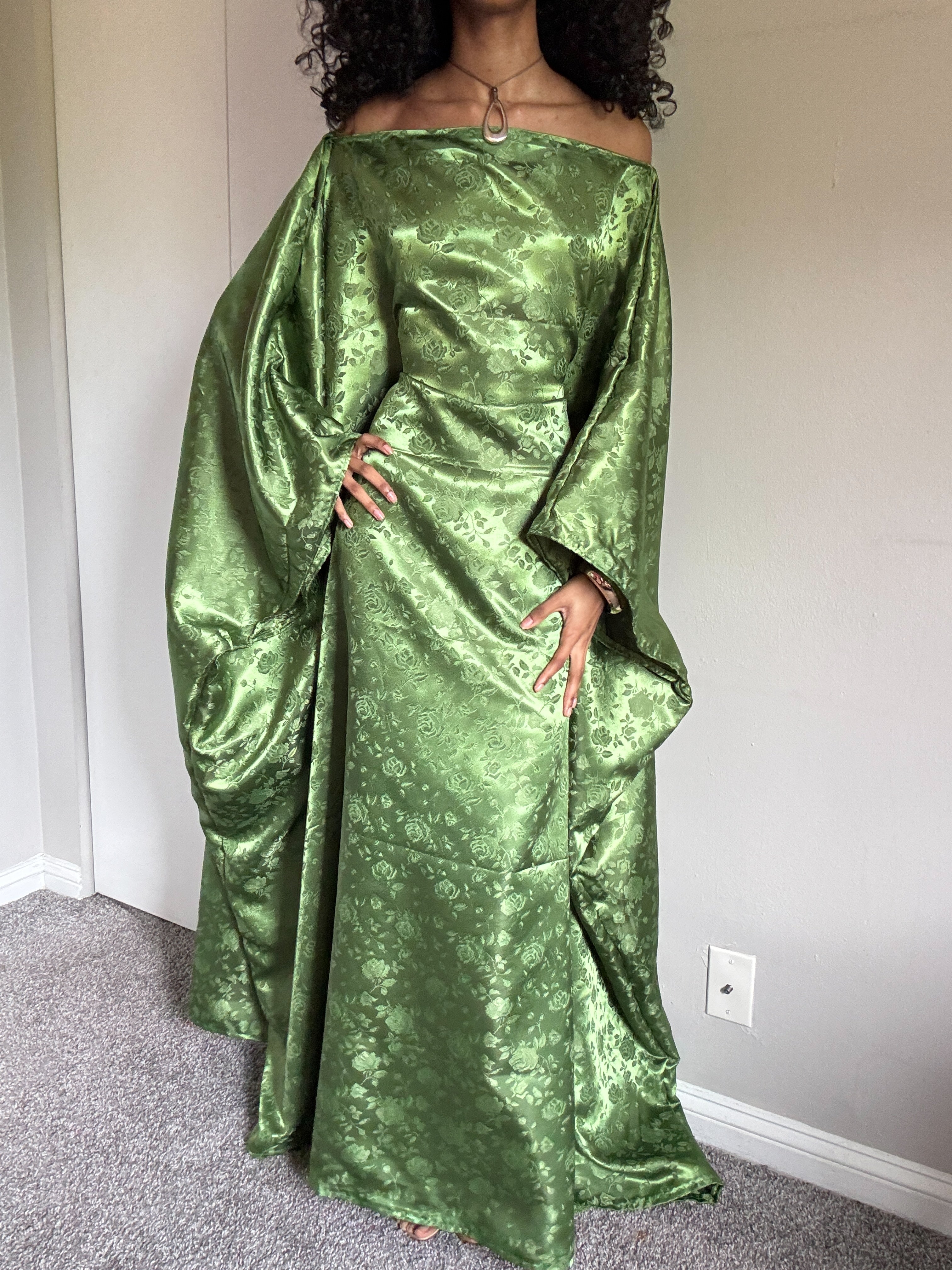 Green Jacquard Almyra Dress