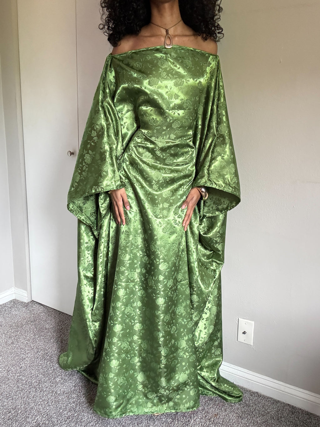 Green Jacquard Almyra Dress