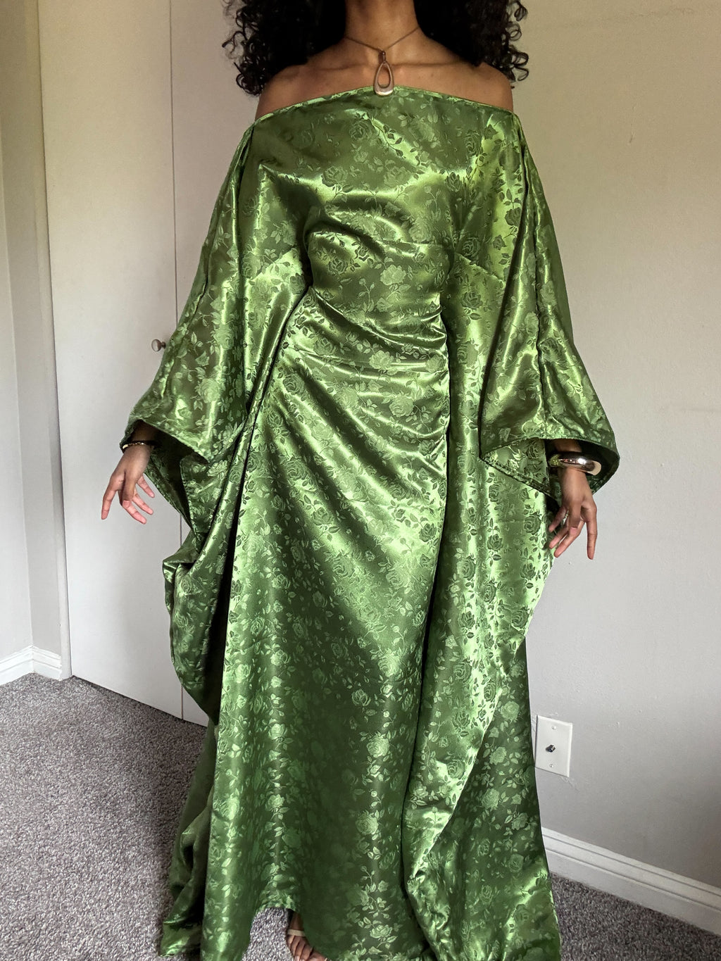 Green Jacquard Almyra Dress