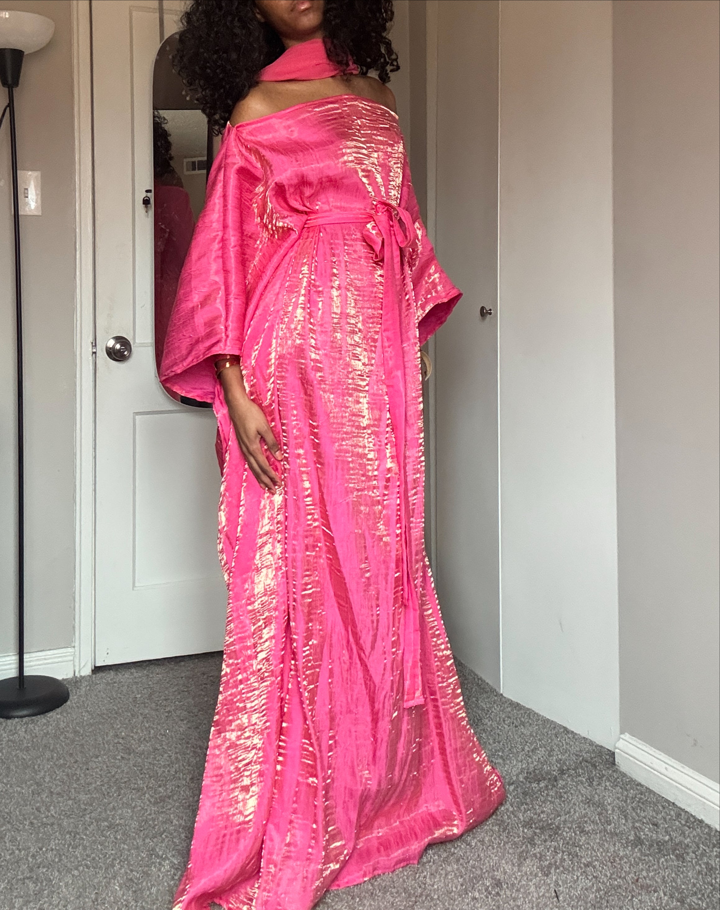 BubbleGum Pink Almyra Dress Scarf Set