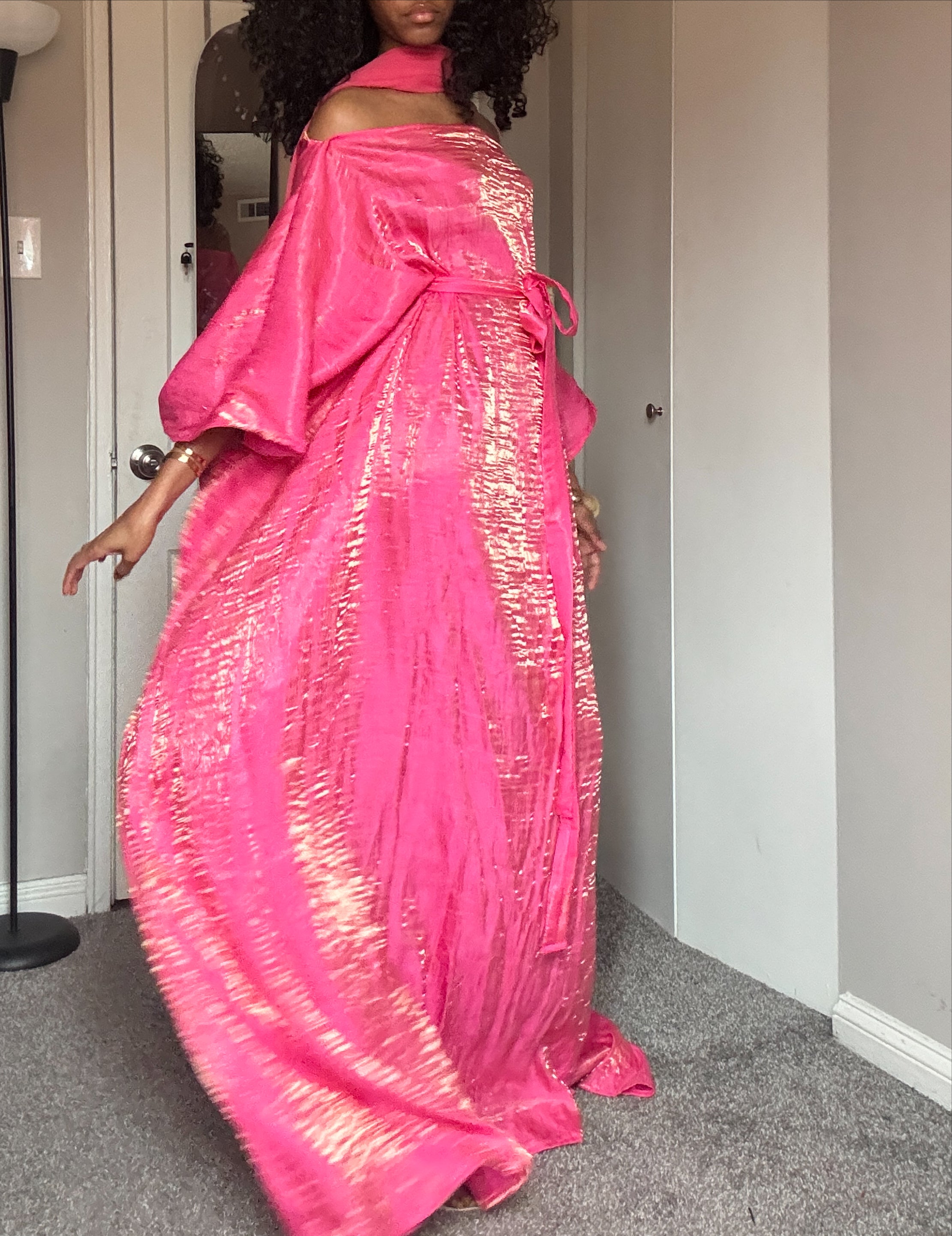 BubbleGum Pink Almyra Dress Scarf Set