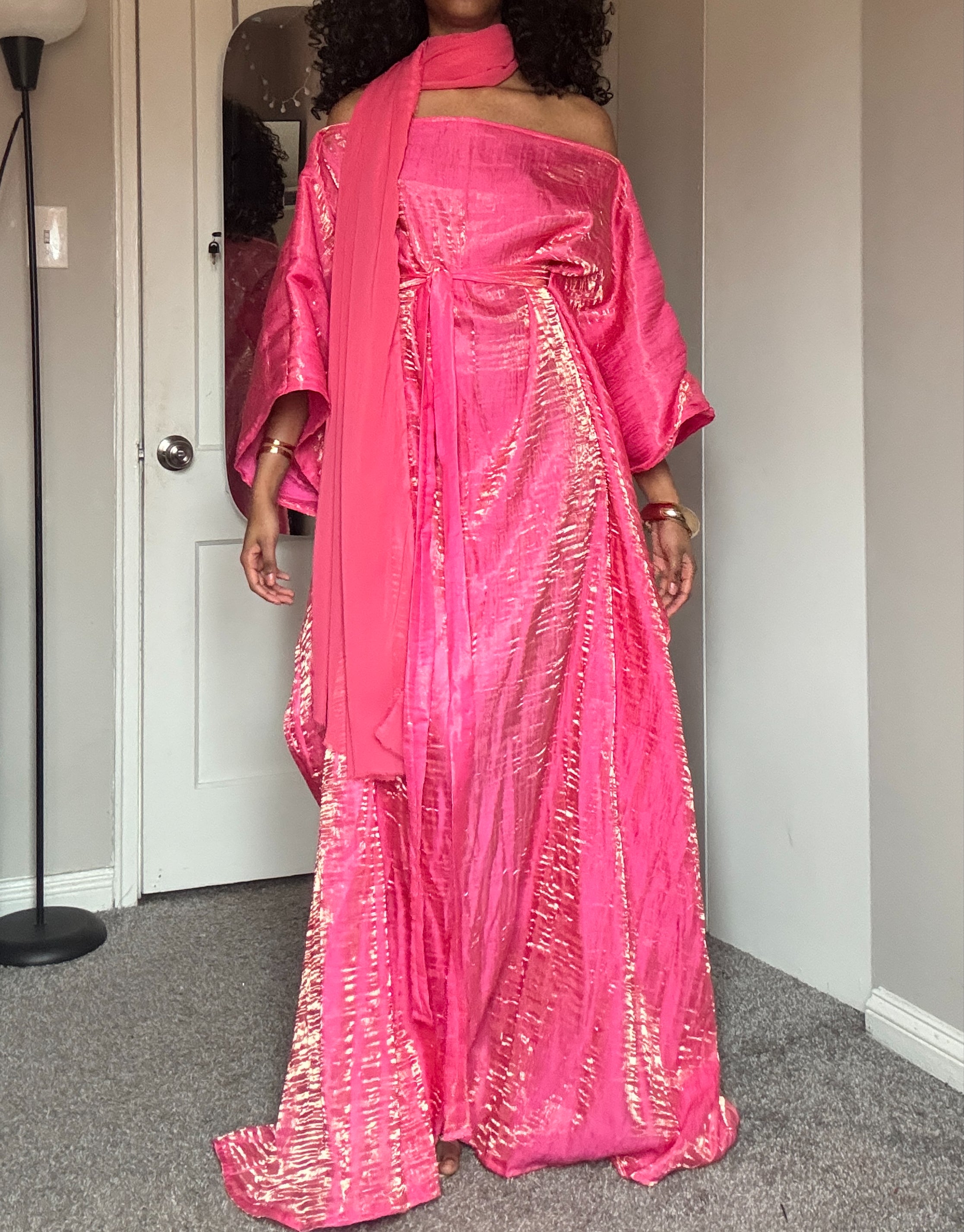 BubbleGum Pink Almyra Dress Scarf Set