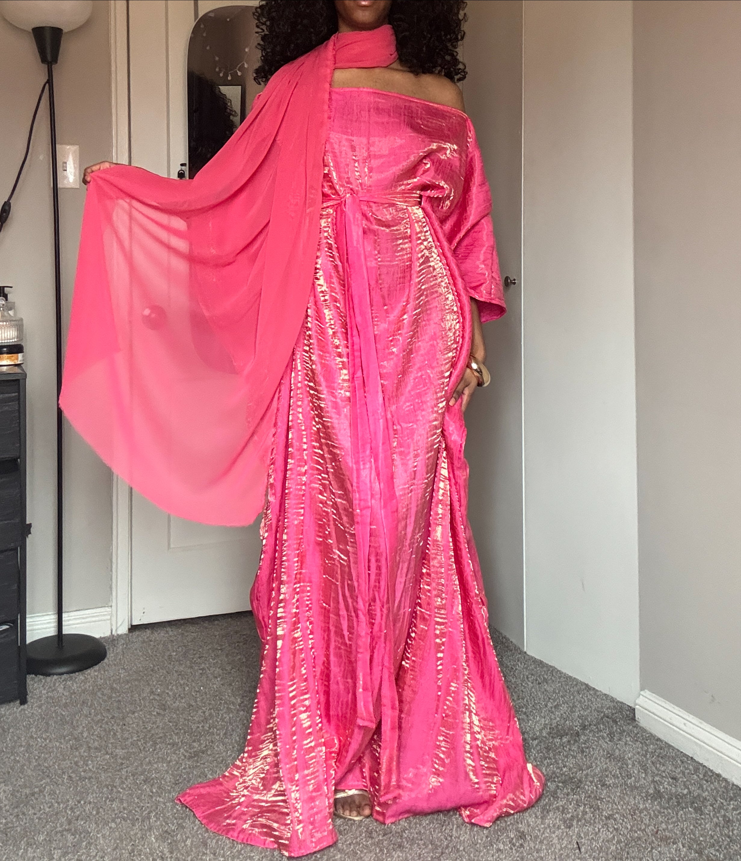 BubbleGum Pink Almyra Dress Scarf Set