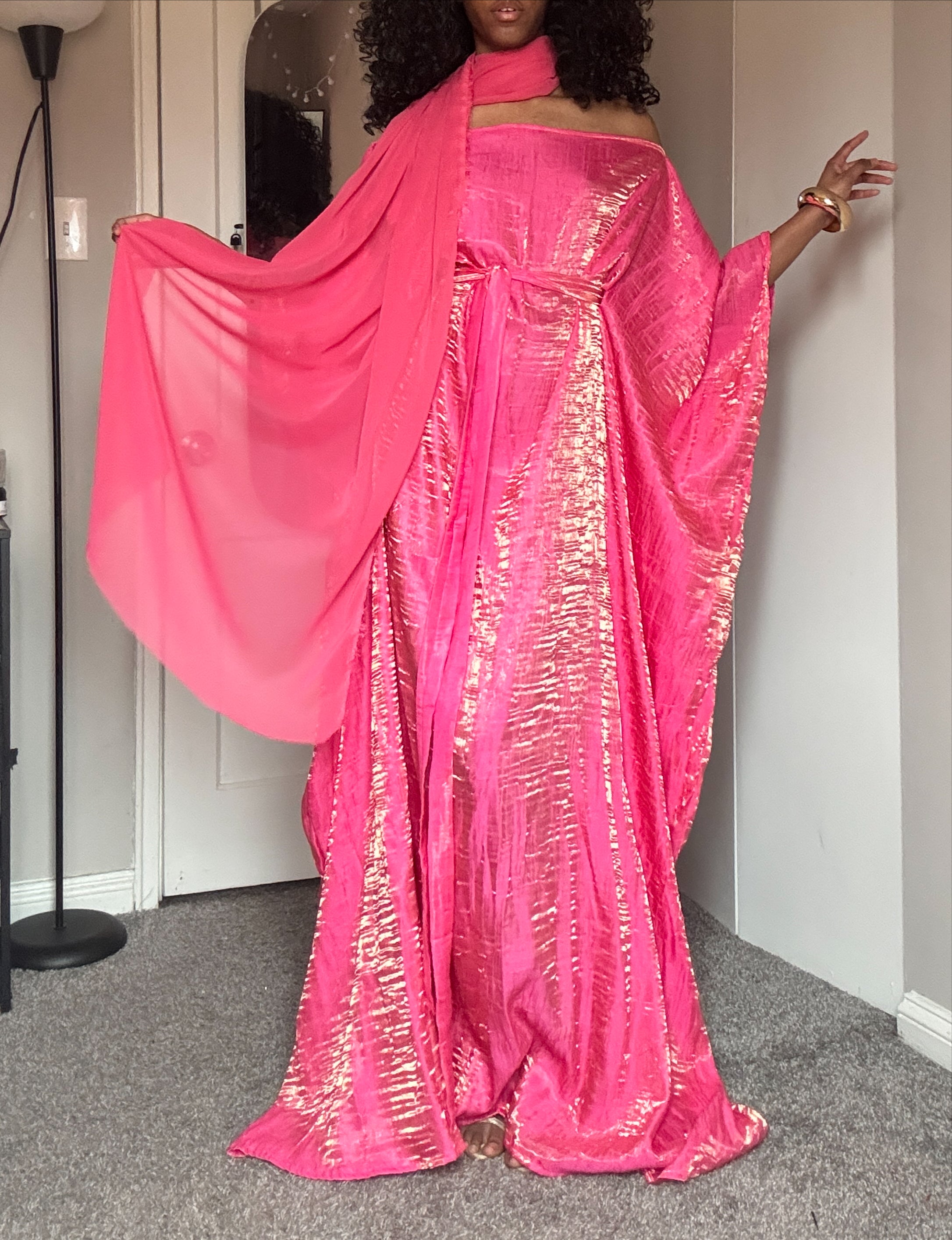 BubbleGum Pink Almyra Dress Scarf Set