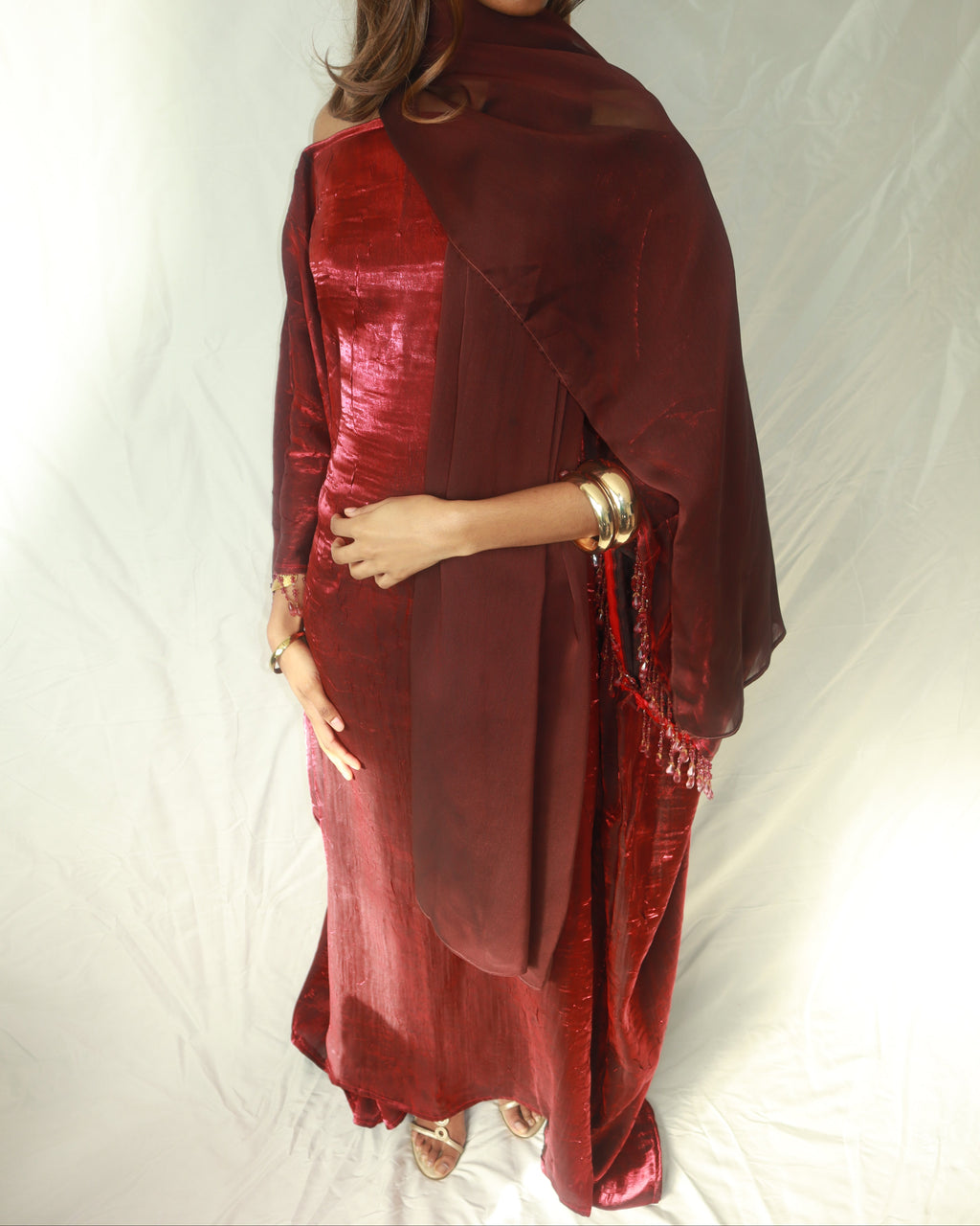 Beaded Almyra Dress & Scarf Set