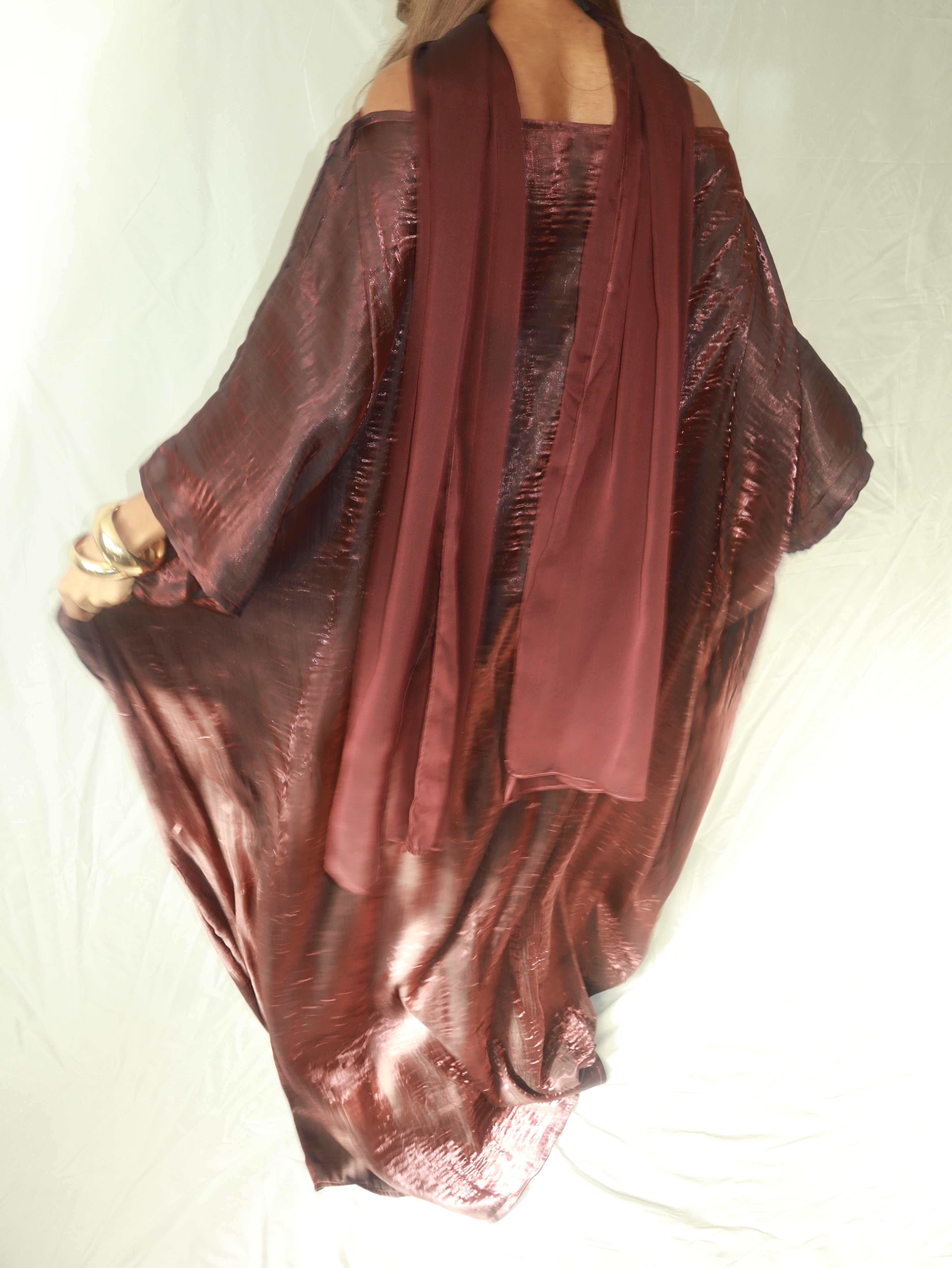 Brown Almyra Dress & Scarf Set