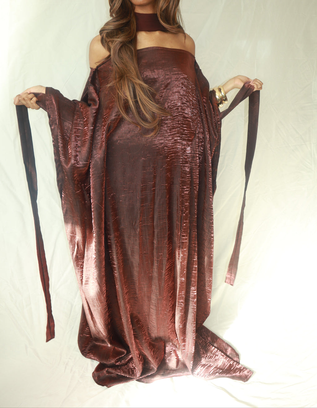 Brown Almyra Dress & Scarf Set