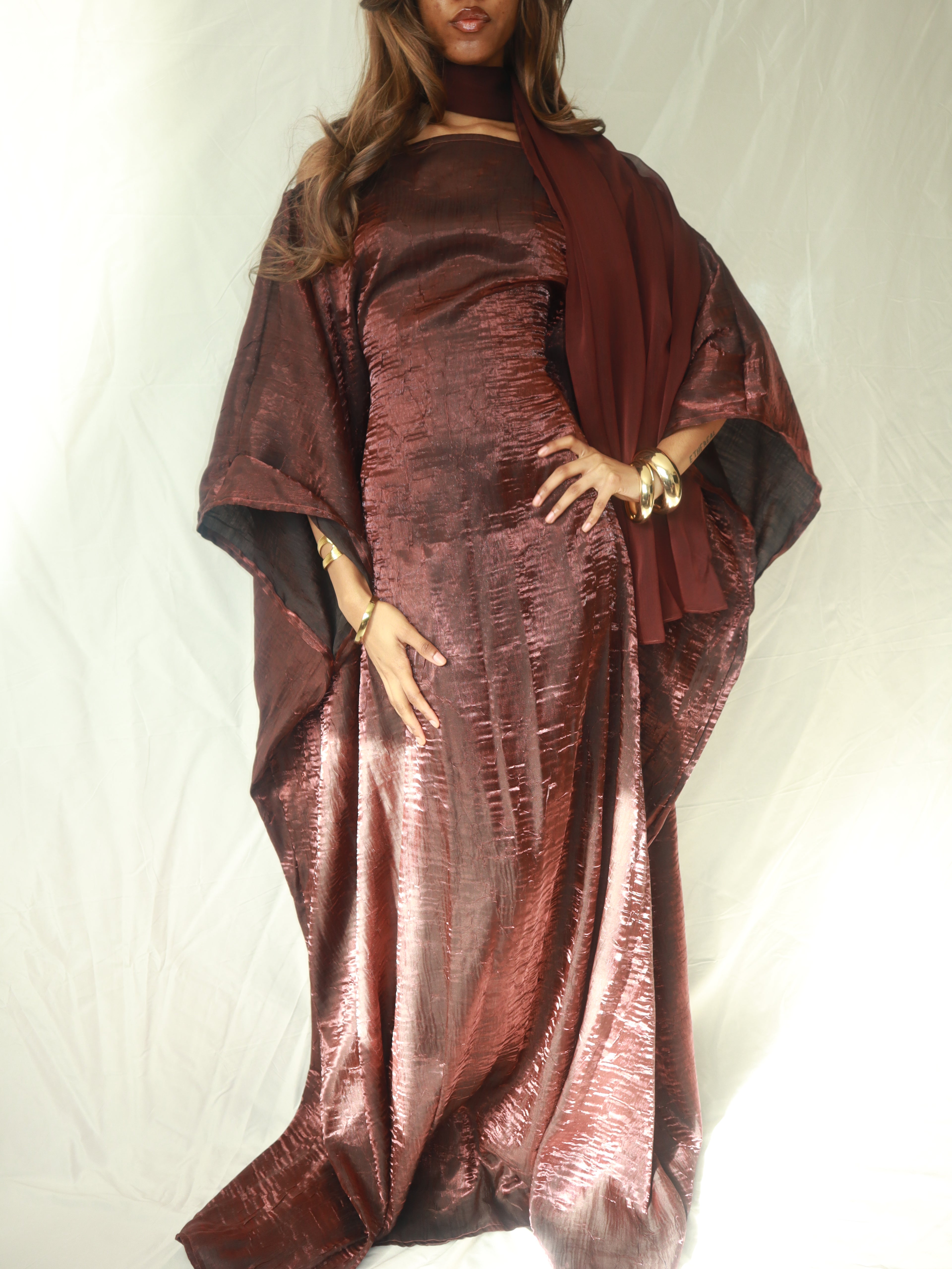 Brown Almyra Dress & Scarf Set Fox Olivine Brown Almyra Dress & Scarf Set Fox Olivine