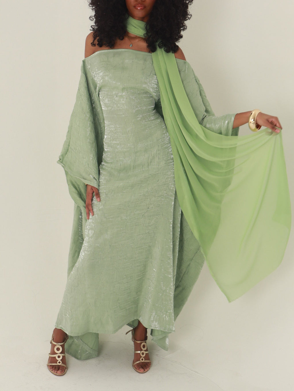 Mint Almyra Dress with Neck Scarf